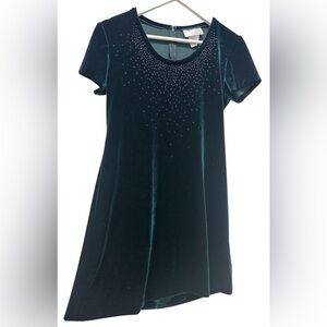 Vintage Jeffrey and Dara Dress Womens Green Velvet Goth 90s Whimsygoth 6 P